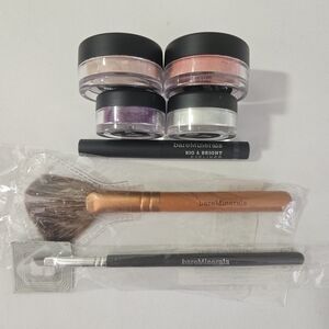 NWT BareMinerals 4 SEALED Minis Eye Shadow & Blush + Travel Liner & 2 Brushes